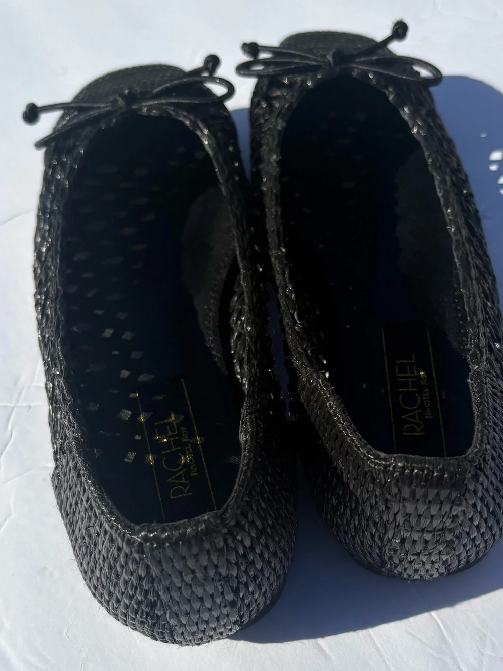 RACHEL Rachel Roy Black Woven Ballet Flat with Bow Accent